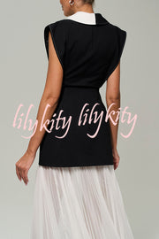 Modern Day Contrast Color Wide Sleeve Waisted Lapel Suit Vest