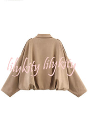 Fashion Lapel Long-sleeved Casual Bomber Jacket