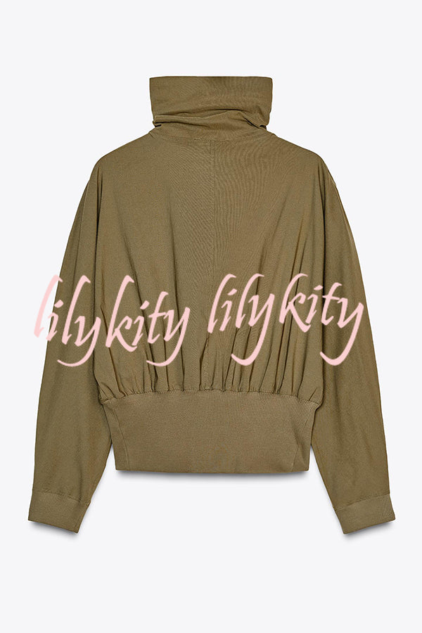 Fashionable High-neck Long-sleeved Zippered Simple Jacket