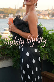 Eye-catching Organza Multi-layer Petal Ruffles Details Strapless Tank
