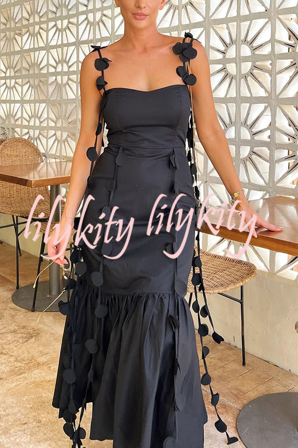 Romantic Getaway Round Decorative Draped Braid Fishtail Midi Dress