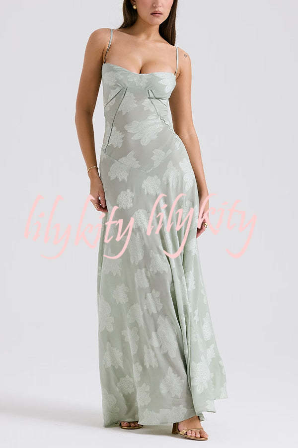 Fashion Sexy Suspenders See-through Holiday Slim Maxi Dress