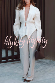 Retro V-neck Long-sleeved Sexy Hollow Loose Knitted Cardigan
