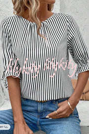 Fashionable Striped Printed Button Half Sleeve Casual Shirt