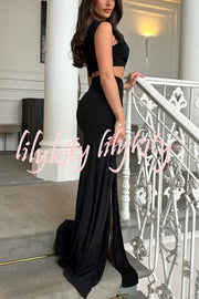 She¡¯s A Winner Jersey Triple Loop Cutout Stretch Maxi Dress