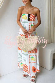 Sandy Silhouette Unique Print Strapless A-line Maxi Dress