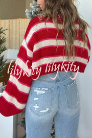 Fashion Striped Turtleneck Long Sleeve Loose Knit Sweater