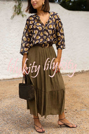 Solid Color Splicing Casual Vacation Maxi Skirt