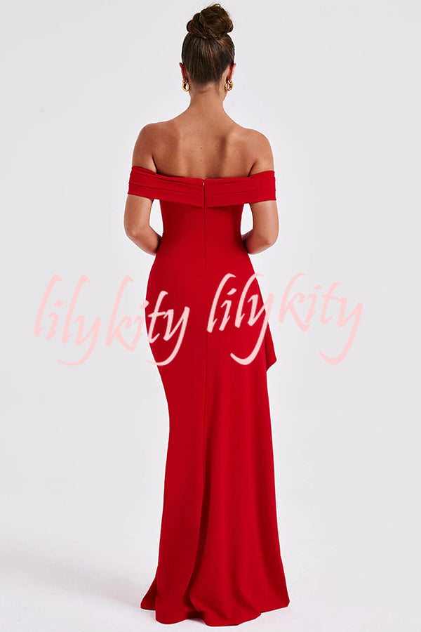 Sexy Lady Off Shoulder High Slit Maxi Dress