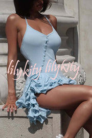 Solid Color Sexy Halter Tie Single Breasted Slim Mini Dress