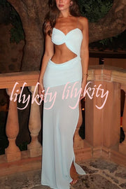 Sexy Halter Waist-baring Backless Lace-up High-slit Maxi Dress