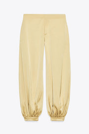 Satin Solid Pocket Loose Casual Pants