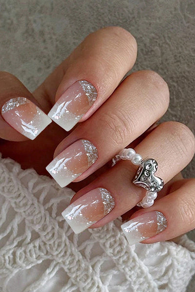 Shining White Edge French Manicure