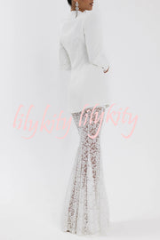 Poetic Muse Stand V-neck Rhinestone Button Up Long Sleeve Blazer