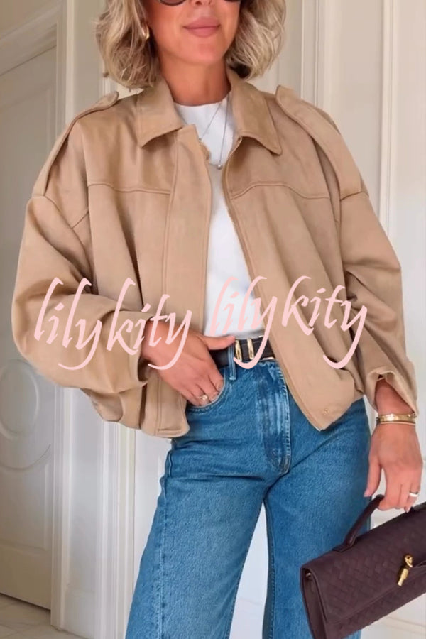 Fashion Lapel Long-sleeved Casual Bomber Jacket