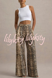 Hurley Ombre Snake Print Elastic Waist Pocketed Wide Leg Pants