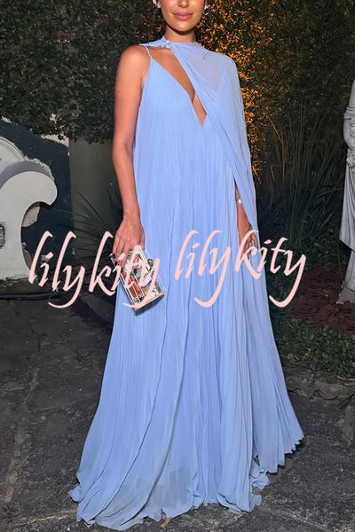 Fairy Comes Chiffon Pleated Cloak A-line Maxi Dress