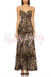 In The Maldives Leopard Waisted A-line Slip Maxi Dress