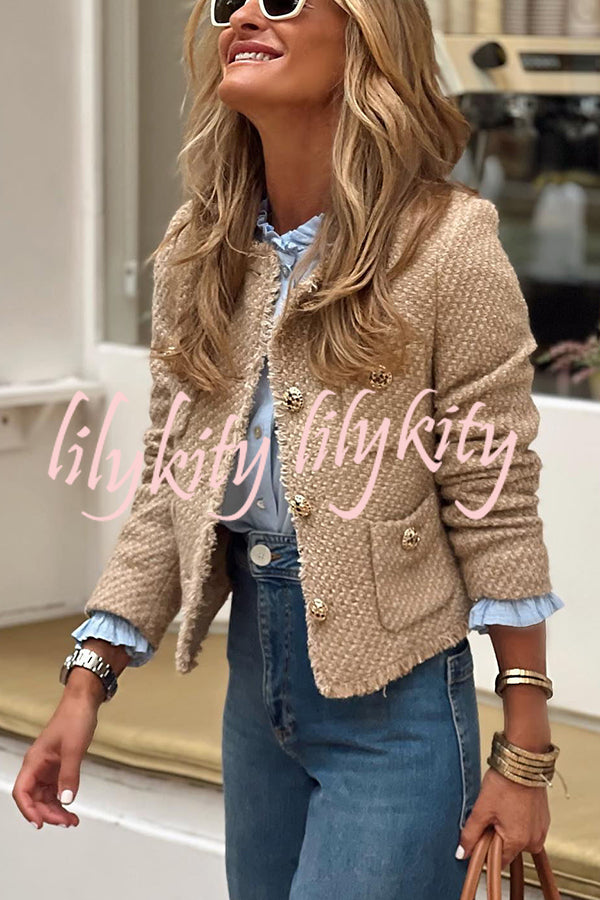 Joy To The World Tweed Metal Button Pocket Jacket