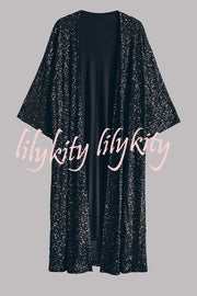 Disco Glamour Sequin Bell Sleeve Kimono