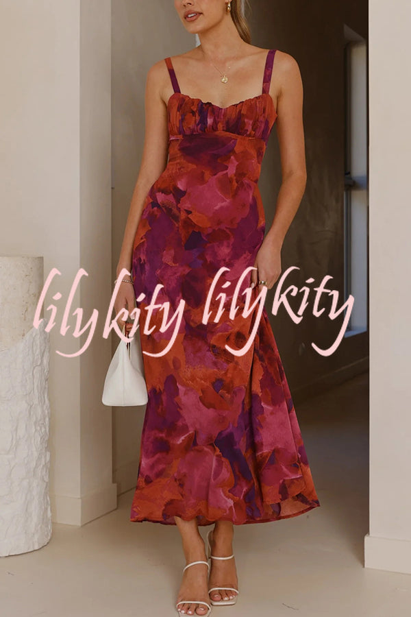 Fashion Tie-dye Backless Suspender Holiday Maxi Dress