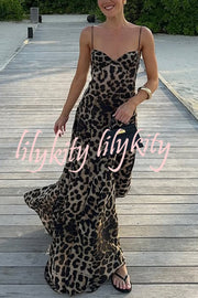 In The Maldives Leopard Waisted A-line Slip Maxi Dress