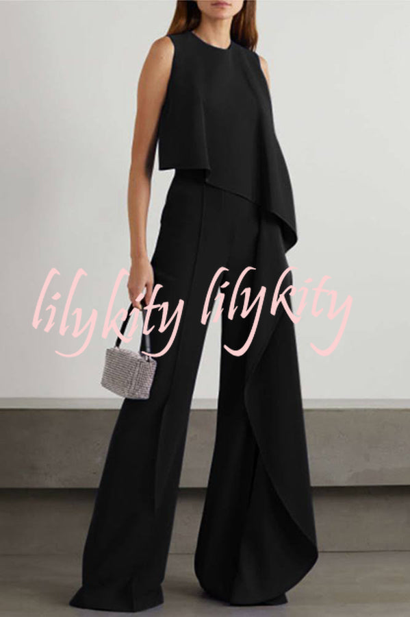 Amazing Views Irregular Hem Wide Leg Formal Party Jumpsuit