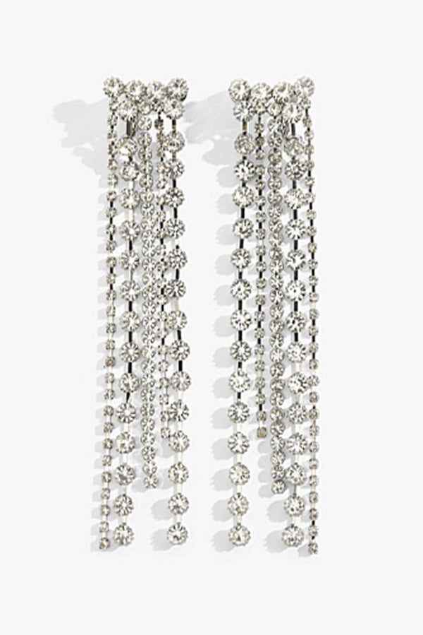 Exaggerated Long Tassel Rhinestone Earrings