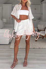 The Sun Is Just Right Floral Lace Short Sleeve Loose Shirt