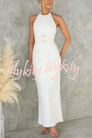 Sexy Backless Halter Neck Slim Waist Maxi Dress