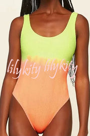 Backless Tie Dye Suspender One Piece Swimsuit