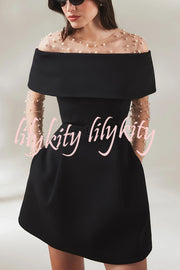 Elegant Evening Lapel Bandeau Removable Belt Pocketed Mini Dress