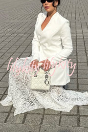 Poetic Muse Stand V-neck Rhinestone Button Up Long Sleeve Blazer