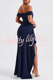 Sexy Lady Off Shoulder High Slit Maxi Dress