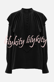 Court-style Draped Ruffled Elegant Chiffon Blouse