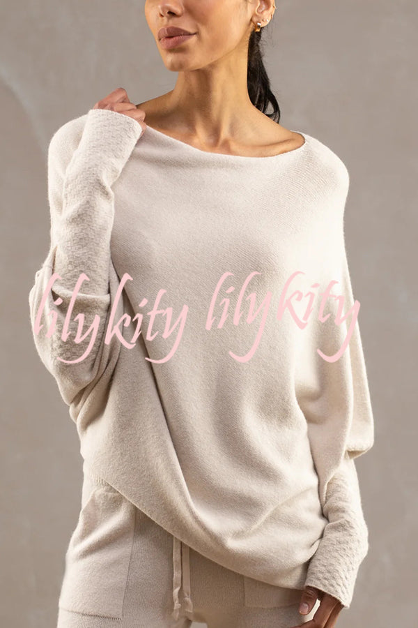 Solid Color Round Neck Long Sleeve Loose Knitted Sweater