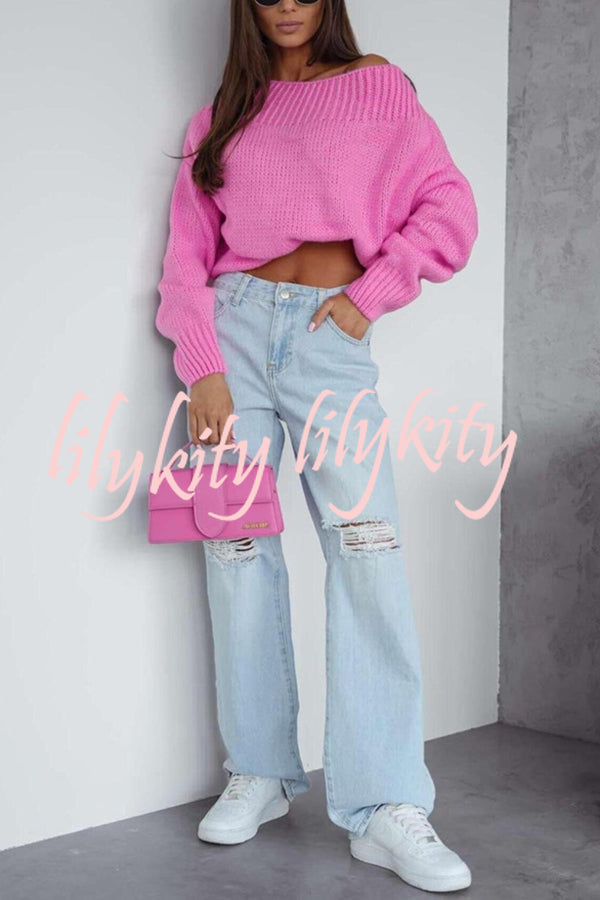 Solid Color Long-sleeved Round Neck Loose Knitted Sweater