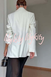 Autumn Avenue Double-breasted Long Sleeve Lapel Loose Blazer