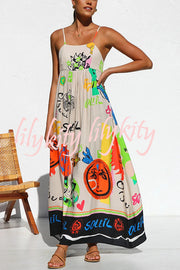 Rosalinda Unique Print Back Tie-up Lightweight Maxi Dress