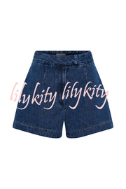 Abel Denim High Waist Relaxed Fit Shorts