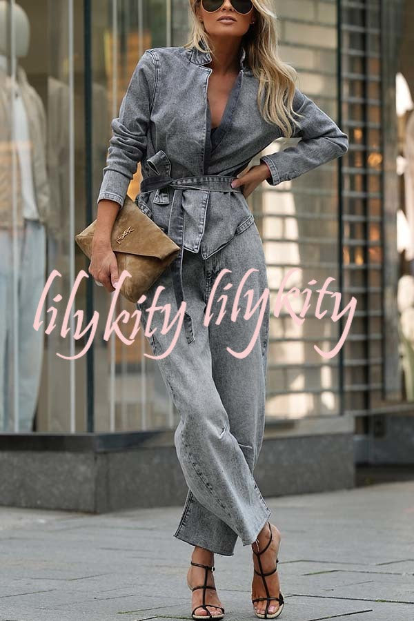 Casual Meetup Washed Denim Mid Rise Pocketed Barrel Jeans