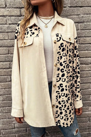 Leopard Print Single-breasted Mid-length Shirt Jacket