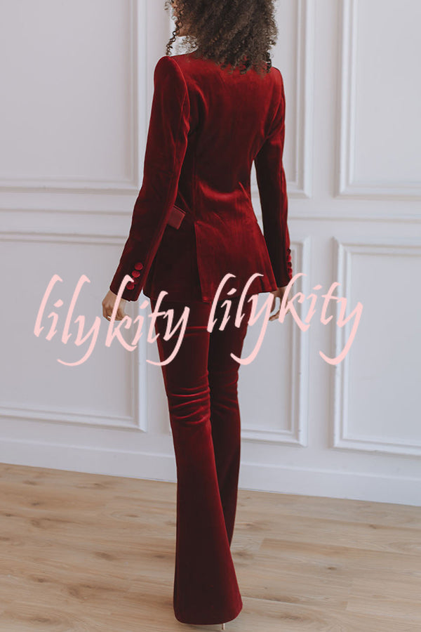 Delicate Daze Velvet High Rise Elastic Waist Flare Pants