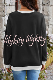 Fashionable Contrasting Color Loose Long-sleeved Casual Sweatshirt