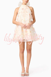 Sweet Floral Embellished Sleeveless Mini Dress
