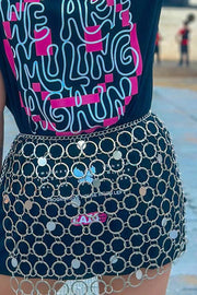 Sexy and Stylish Circular Rhinestone Patchwork Mini Skirt