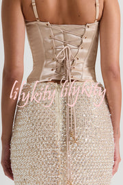 The Great Gatsby Satin Sweetheart Neck Corset Back Lace-up Tank