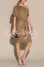 Solid Sequined Elegant Strappy Mini Dress