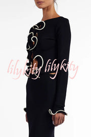 Fashion Ruffled Long-sleeved Tie-cropped Knitted Cardigan