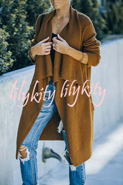 Fireside Pocketed Oversized Drape Neckline Knit Cardigan